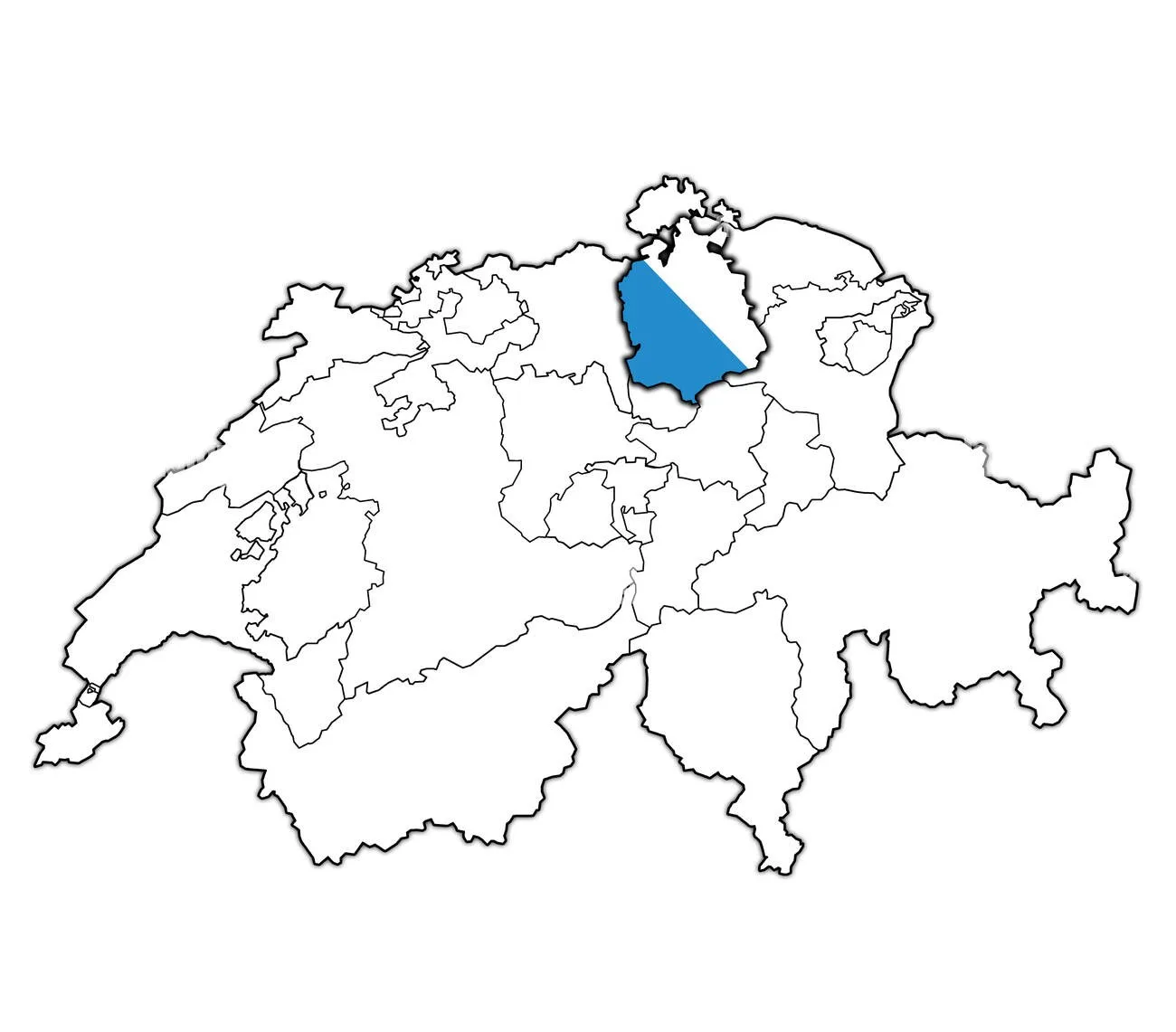 Map highlighting the Canton of Zurich in Switzerland