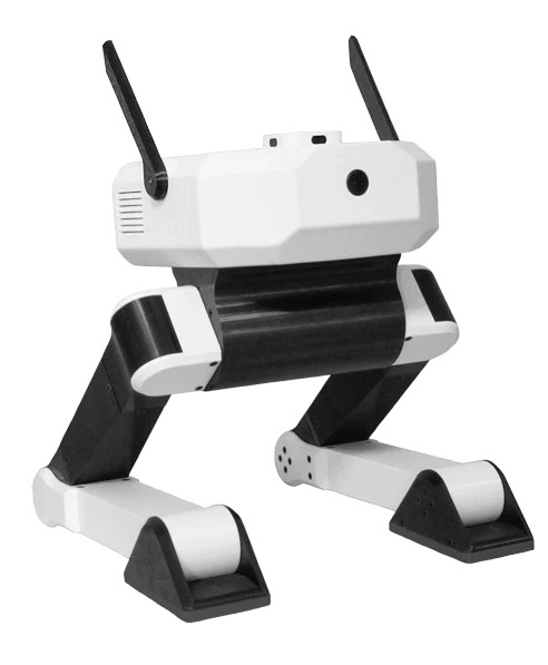 White Bimo biped robot with black leg components